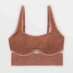 Aerie Offline Brown Fitted Bustier Crop Tank Top